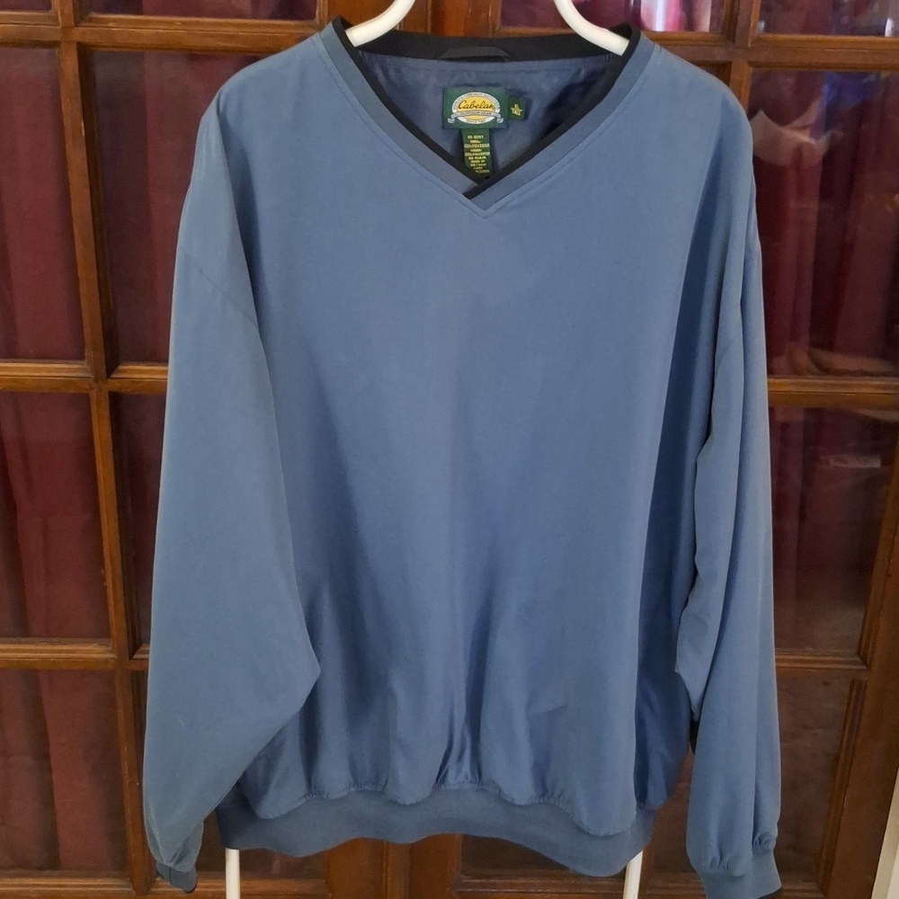 Cabela's Pullover Golf Windbreaker Blue Teflon Fabric Protector
